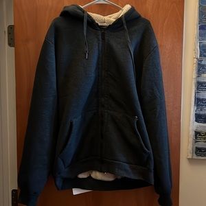 XL Gray Hooded Sweatshirt Zipper.